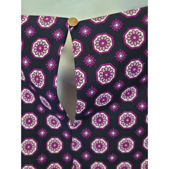 Banana Republic Womens 0 Petite Shift Dress Navy Pink Geometric Pattern Short Kn - Picture 4 of 8